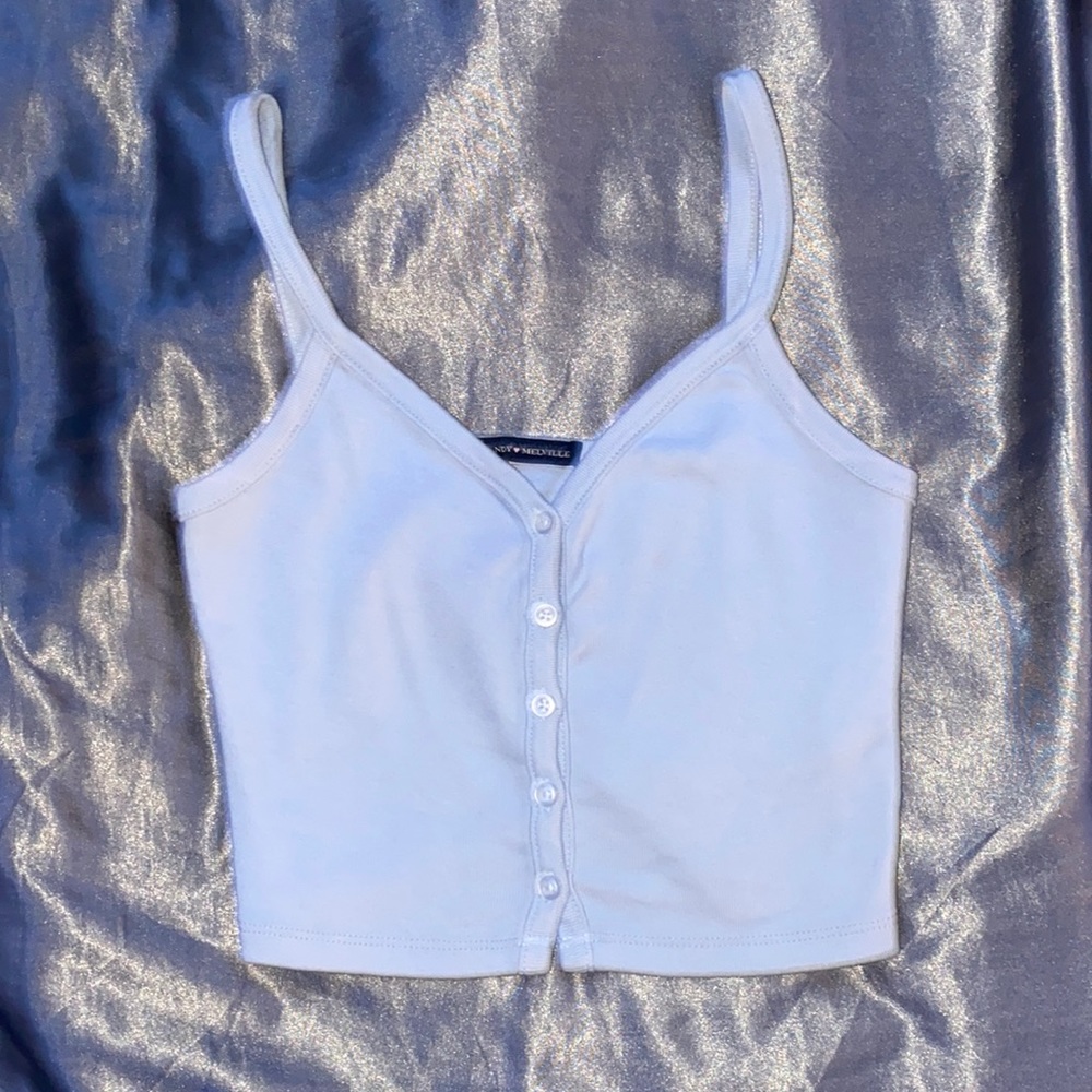 Brandy Melville, light blue button up tank top